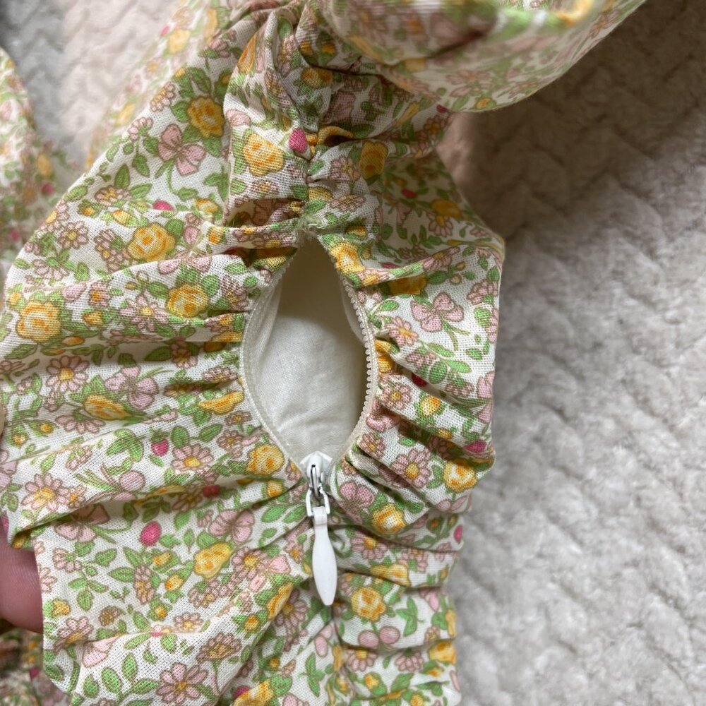Tuckernuck Hyacinth House‎ Yellow Green Floral Cottagecore Midi Dress XXS - flaw - Picture 9 of 13